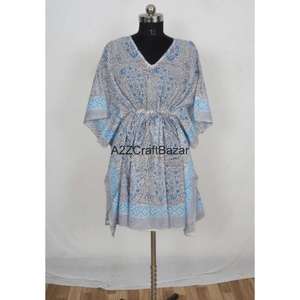 Vestido Kaftán Midi de Algodón 100% Hecho a Mano para Mujer, Romántico, Vintage, con Estampado Floral, Cuello en V, Manga Corta, Ecológico y Transpirable - Product Image 4