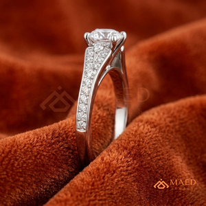 Round Cut Moissanite Engagement Ring 925 Silver Side <b>Stone</b> Pave Band Wedding Ring Diamond Look Jewelry - Product Image 4