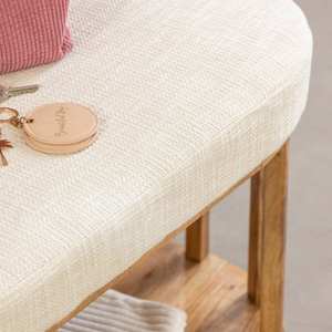 Banco Vandana Vertex Solace de madera y tela naranja - Product Image 4