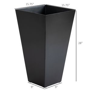 Ensemble de 3 pots de fleurs noirs pour intérieur et extérieur, 28 pouces de hauteur, avec trou de drainage, pour véranda, patio, terrasse, bureau - Product Image 4