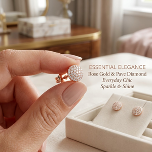 Boucles d'oreilles à grappe de diamants véritables en or rose 14 carats |   Diamant naturel taille ronde, bijoux fins pour femmes, élégant, à porter au quotidien, cadeau - Product Image 3