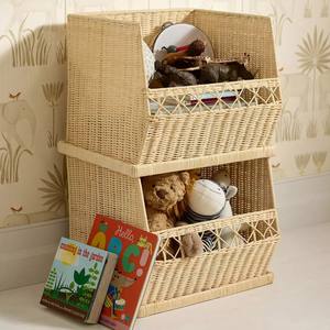 Juego de 2 Cestas Apilables de Mimbre y Ratán para Organización de Armarios y Decoración Elegante del Hogar - Product Image 2