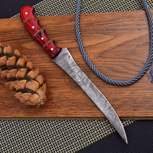 Hermosa Cuchilla de Filetear Damasco de 8 Pulgadas, Hoja Ambidestra, Mango de Madera, Hecha a Medida, Cuchillo de Caza, Pesca, Uso General y Cocina, NUEVO FRIENDS - Product Image 4