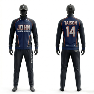 men Tennis Track Suit 290 GSM Soft Polyester Spandex Fabric Dark Black Grey Contrast Panel Style Custom Logo <b>Screen</b> Print Wear - Product Image 5