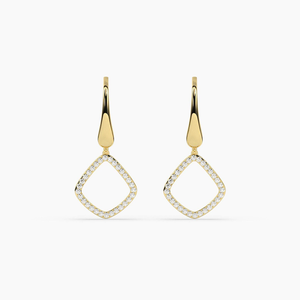 ต่างหูเพชรทรงบริลเลียนต์วินเทจทองคำ 14KT แท้ ได้รับการรับรองจาก IGI ชุบทอง เหมาะสำหรับผู้หญิง ใช้ในงานแต่งงาน - Product Image 1