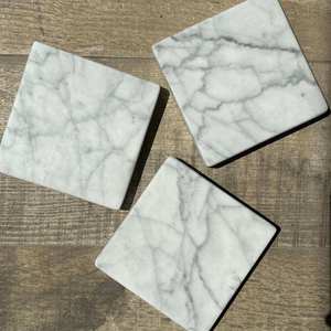 Luxury Natural <b>Marble</b> <b>Coaster</b> Set White Grey Stone Pattern Elegant Drink <b>Coasters</b> for Decorative Home Office Table and Surface - Product Image 6