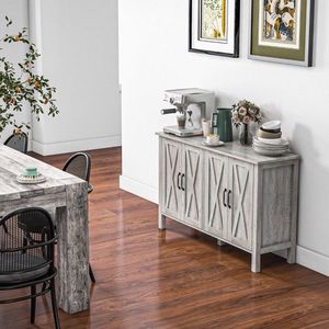 Credenza da Cucina Grigia Fatta a Mano, Mobile Contemporaneo di Lusso con Acciaio Inossidabile per Sala da Pranzo, Soggiorno o Cantina - Product Image 2