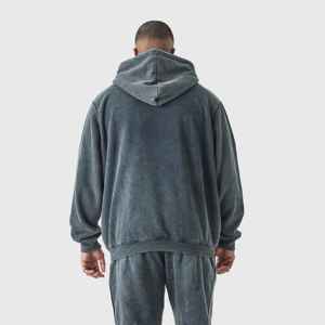 Fleece Vintage Pullover Hoodie Winter Custom 100% Cotton Drop Shoulder Oversize Pocket Men's Quick Dry Breathable Regular Fit - Product Image 2