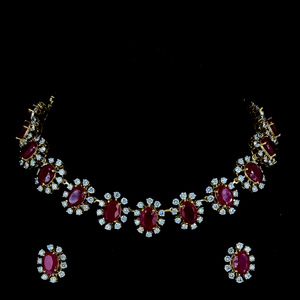 Conjunto de Collar de Oro Sólido de 18K con Diamantes y Rubíes, Corte Brillante, Diamantes Naturales con Certificación IGI, Regalo Moderno, Joyería para Bodas, Unisex de Lujo - Product Image 1