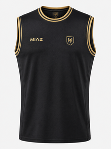 Camiseta de baloncesto sin mangas para hombre MIAZ, cuello redondo, poliéster que absorbe la humedad, color rojo sólido, ropa deportiva a precio económico. - Product Image 6