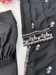 <b>Women</b> Black Embroidered <b>Kurta</b> Set With Dupatta Indian Pakistani Traditional Ethnic Wear - Product Image 2