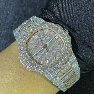 Relojes Clásicos Unisex Hechos a Mano con Diamantes Moissanite VVS1, Correa de Acero Inoxidable, Esfera Analógica Mecánica - Product Image 6