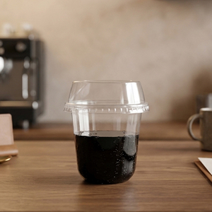 QUANG QUAN Disposable 16/22/24oz Clear PET Single Wall <b>Cups</b> with 95mm Lids for Coffee Tea & Cold Beverages-Parties - Product Image 1