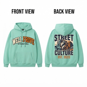 Premium Heavyweight 320 GSM <b>Fleece</b> Acid Wash Eco-Friendly Sublimation <b>Hoodie</b> Olive Green Custom Eagle Print Front <b>Lined</b> Winter - Product Image 4