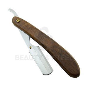 Premium Wooden Handle Shavette Razor Straight Edge Design with Brass Accents for Precision <b>Men</b> Grooming Shaves - Product Image 1
