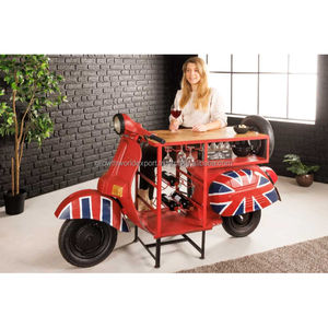 เคาน์เตอร์บาร์สไตล์วินเทจโมเดิร์นพร้อมชั้นวางไวน์ ท็อปไม้เนื้อแข็ง บาร์ในบ้านรุ่นใหม่ล่าสุด - Product Image 1