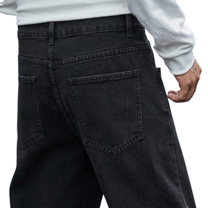 <b>Mens</b> Black Solid Washed <b>Wide</b> <b>Leg</b> Loose Fit Denim <b>Jeans</b> Casual Cotton Breathable Quick Dry Full Length Streetwear Fashion - Product Image 4