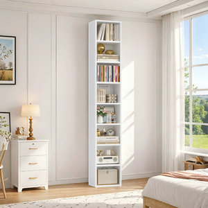Librería Esquinera de Madera Maciza Rústica con Diseño Curvo, Múltiples Estantes Abiertos para Sala de Estar, Oficina en Casa, Muebles de Almacenamiento - Product Image 4