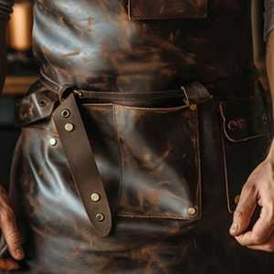 High Quality Handmade Leather <b>Apron</b> for <b>BBQ</b> Grill Kitchen Custom Logo Bulk Supplier Factory Direct LPN-0298 - Product Image 4