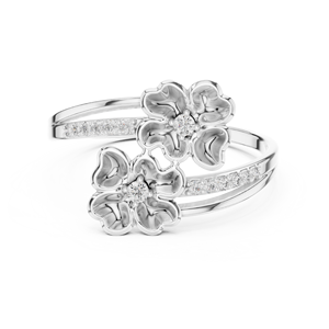 Anillo de oro macizo de 14k para mujer con diamante de corte redondo minimalista en forma de flor, ideal para regalo, compromiso, aniversario, boda. - Product Image 6