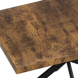 Tavolo da Pranzo Antico con Piano in Legno, Rettangolare, con Rilievo Nero, Allungabile da 55.11 a 70.86 Pollici, Base in Ferro a Croce con Finitura Sabbia Fine, Nero - Product Image 4