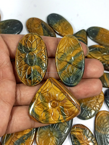Wholesale Tiger Eye Carving Cabochon Natural Loose Gemstone Mix Shapes and Sizes Customized for Jewelry Making - Product Image 2