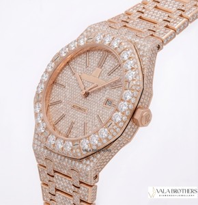 Audemarss Piget Royall Ouk Diamond <b>Watch</b> 41mm Rose Gold Automatic Octagon <b>Case</b> Date Display Unisex Luxury Wristwatch - Product Image 1