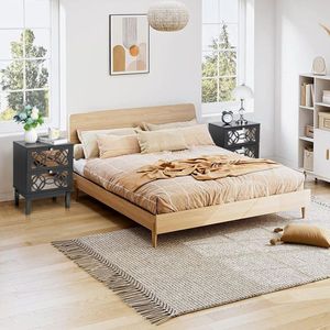 FCH 45*30*60cm MDF <b>Black</b> <b>Bedside</b> <b>Table</b> Smoked Mirror Two Drawn Carving Spray Paint-Elegant Bedroom Furniture" - Product Image 6