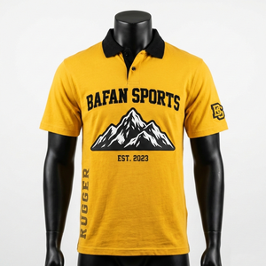 T-shirt de rugby pour homme, 230 GSM, coton et polyester, maillot de rugby jaune, polo, impression sérigraphique, logo personnalisé, chemises de rugby pour homme - Product Image 1
