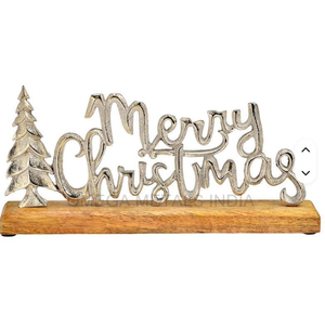 Hot Selling Christmas <b>Tree</b> in Wooden Circle and Metal Reindeer Ornament Figurine for Tabletop Christmas Decorations - Product Image 4