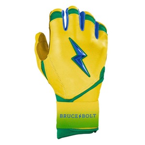 Gants de frappe en cuir Bruce Bolt jaune, vert et bleu, rembourrés, fermeture auto-agrippante, unisexe, adulte, entraînement, haute qualité, durables, personnalisables - Product Image 3
