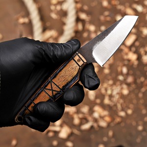 Couteau à lame fixe en acier 12C27 personnalisé, manche intégral, couteau EDC pour le désossage, la chasse, le camping, étui en cuir Pancake, outil de survie en plein air - Product Image 3