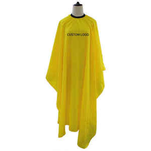 Cape de Barbier Personnalisable Premium Blanche et Jaune avec Impression de Logo pour Usage Professionnel Coiffure Style Fête Quatre Saisons - Product Image 3