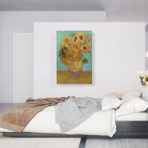 1889 ดอกทานตะวันบนพื้นหลังสีน้ำเงิน ภาพศิลปะบนผ้าใบ - Product Image 5