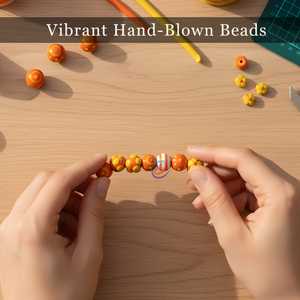 EXCEL EXPORTS Cuentas Sueltas de Vidrio Multicolor de 16x18mm |   Patrón floral rojo/amarillo/blanco para manualidades de joyería DIY |   Cadena de 8 Pulgadas - Product Image 6