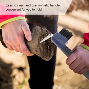 Cure-ongles en acier inoxydable avec brosse à poils en nylon et poignée caoutchoutée pour le toilettage des chevaux, entretien des sabots, usage intensif - Product Image 5