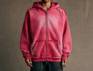 Sudadera con capucha de algodón puro de primera calidad, hecha a medida, de alta gama, con cremallera completa, lavada al ácido, para hombre, precio al por mayor, AI-HD-06 - Product Image 6