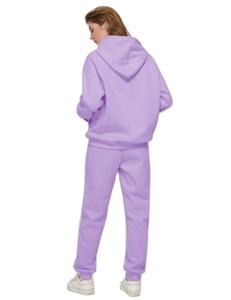 ชุดวอร์มสไตล์วินเทจคุณภาพสูงสำหรับผู้หญิง ฤดูหนาว ผลิตตามแบบ OEM ผ้าฝ้ายฟลีซ 100% เสื้อฮู้ดแบบสวมหัว กางเกงขายาว ชุดลำลอง ระบายอากาศได้ดี - Product Image 6