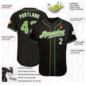 Custom Black Neon Green Pinstripe Neon Green–White Authentic Baseball Jersey – Personalized Sublimation Printing, Custom Logo - Product Image 4
