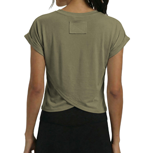 T-shirt court respirant à séchage rapide 100 % coton pour femme, style hip-hop, avec logo personnalisé, couleur unie, idéal pour la gym et la course estivale - Product Image 2