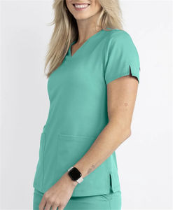 Vêtements de travail médicaux personnalisés en gros avec logo, hauts de blouse à col en V, uniformes d'infirmière pour femmes - Product Image 3