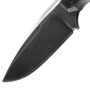 Cuchillos de caza compactos de hoja fija, completamente negros, con mango texturizado, anillo de sujeción trasero y funda negra para cinturón, para actividades al aire libre. - Product Image 6