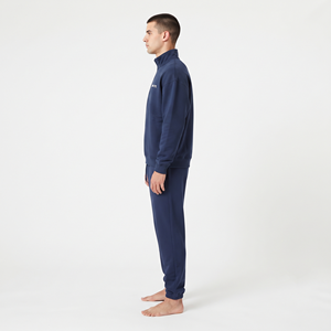 Ensemble de survêtement deux pièces pour homme, bleu, respirant, grande taille, demi-zip, en molleton épais, style streetwear, design minimaliste - Product Image 2