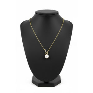 Collar con Colgante de Perla y Diamantes en Oro de 18 Quilates, Elegante Collar de Perlas con Diamantes Pavé, Joyería Hecha a Mano para Seres Queridos - Product Image 2