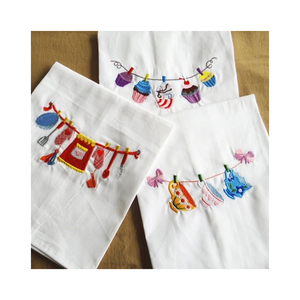 Lavender Flowers Embroidery Dish <b>Towel</b> Cotton Linen 45x70 Cm 250 GSM Lint Free Absorbent ISO 9001 Durable Daily Kitchen Use - Product Image 4