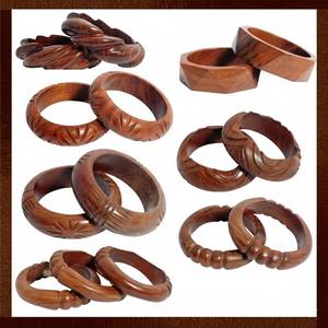 Pulseras de Madera Natural Hechas a Mano con Acabado Pulido y Vetas Bonitas para Mujer, de Alta Resistencia para Mesa - Product Image 2