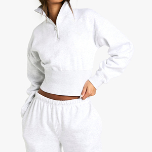 Custom Women's Winter Solid Hooded Cargo Tracksuit <b>Set</b> High Neck Crop Top and <b>Joggers</b> 2 Piece <b>Matching</b> Pockets Casual Outfit - Product Image 6