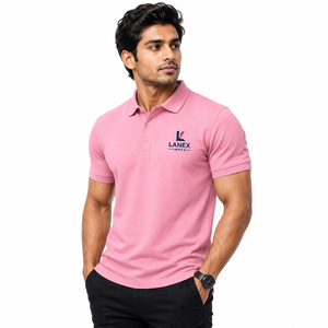 Polo rose personnalisé en gros |   Polo d'entreprise en polyester OEM ODM |   Polo de golf avec logo brodé pour le travail - Product Image 2