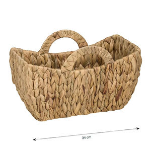 ตะกร้าผักตบชวาพร้อมหูหิ้วแข็งแรง ตะกร้าเก็บของทำมือ ขายส่ง เป็นมิตรกับสิ่งแวดล้อม ผลิตในเวียดนาม - Product Image 2