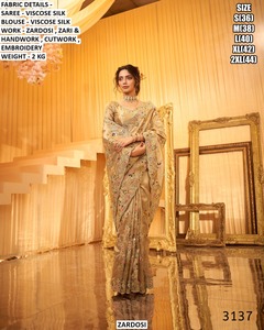 Sari de boda de invierno Zariya Royal bordado, sin arrugas, de viscosa que absorbe la humedad, estilo tradicional de Gujarat para fiestas de Diwali - Product Image 2